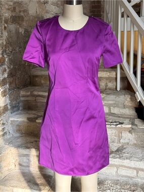 Burberry London Purple Short-Sleeve Shift Dress